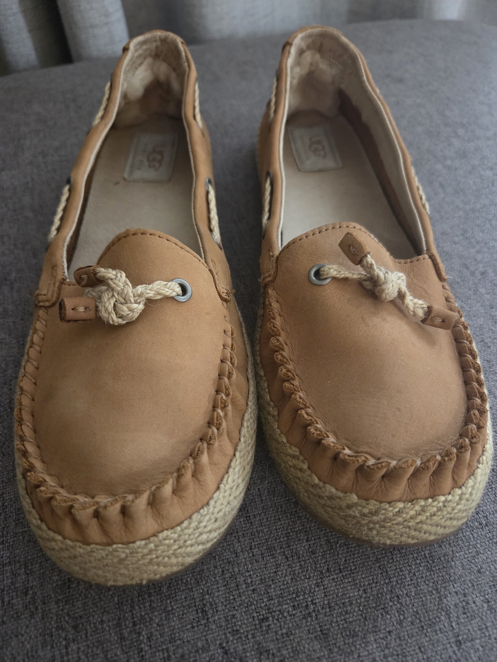 UGG Chestnut Braided Espadrille Moccasins Size 10